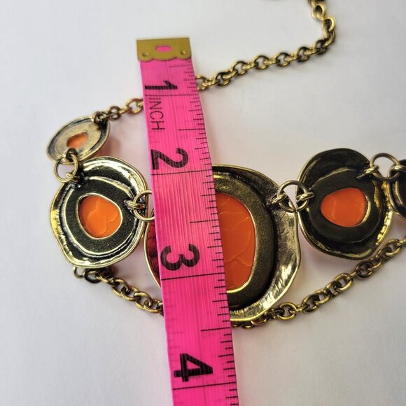 Orange Cabochon Style Choker Necklace - Picture 3 of 10